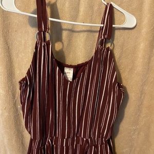 Red romper long pant leg tank top